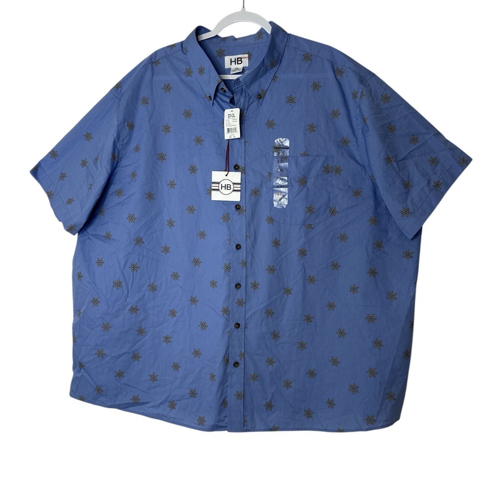 HB Harbor Bay Shirt Mens 3XL Plus Short Sleeve Button Down Casual Beach New